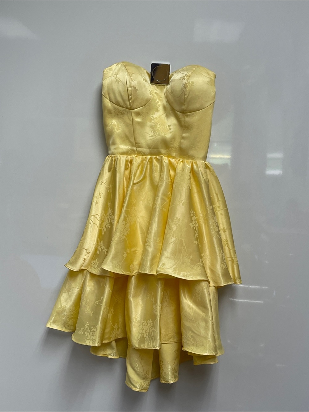 Yellow Strapless Ruffled Junior’s Dress Size 4 Worn Once